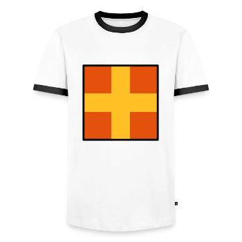 Romeo - Men's Ringer Shirt - white/black - Front - AI Model Female 172 light (172cm) & AI Model Male 178 dark (178cm)