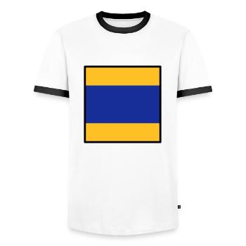 delta - Men's Ringer Shirt - white/black - Front - AI Model Female 172 light (172cm) & AI Model Male 178 dark (178cm)