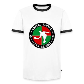 pelote basque 07 - T-shirt contrasté Homme - blanc/noir - Devant - AI Model Female 172 light (172cm) & AI Model Male 178 dark (178cm)