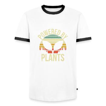 Powered by Plants Gift - Men's Ringer Shirt - white/black - Front - AI Model Female 172 light (172cm) & AI Model Male 178 dark (178cm)