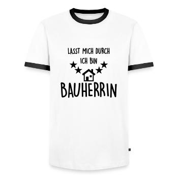 lasst mich durch, ich bin bauherrin - Männer Kontrast-T-Shirt - Weiß/Schwarz - Vorne - AI Model Female 172 light (172cm) & AI Model Male 178 dark (178cm)