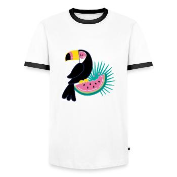 Tukan &Melon - T-shirt contrasté Homme - blanc/noir - Devant - AI Model Female 172 light (172cm) & AI Model Male 178 dark (178cm)