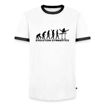Turnen - Männer Kontrast-T-Shirt - Weiß/Schwarz - Vorne - AI Model Female 172 light (172cm) & AI Model Male 178 dark (178cm)