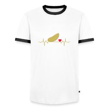 Sweet Potato Heartbeat Love Food T-Shirt - Männer Kontrast-T-Shirt - Weiß/Schwarz - Vorne - AI Model Female 172 light (172cm) & AI Model Male 178 dark (178cm)