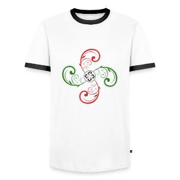 Croix Basque - T-shirt contrasté Homme - blanc/noir - Devant - AI Model Female 172 light (172cm) & AI Model Male 178 dark (178cm)