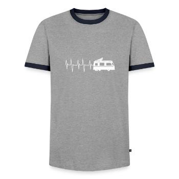 Heartbeat Wohnwagen Herzschlag Karavan Bus - Männer Kontrast-T-Shirt - Grau/Navy  - Vorne - AI Model Female 172 light (172cm) & AI Model Male 178 light (178cm)