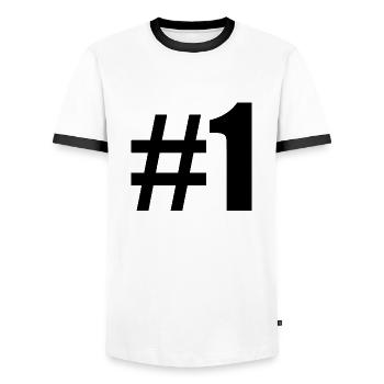#1 - T-shirt contrasté Homme - blanc/noir - Devant - AI Model Female 172 light (172cm) & AI Model Male 178 dark (178cm)