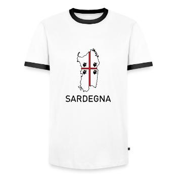 Sardinia - Men's Ringer Shirt - white/black - Front - AI Model Female 172 light (172cm) & AI Model Male 178 dark (178cm)