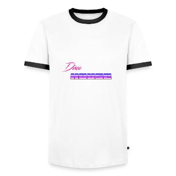 Disco House - T-shirt contrasté Homme - blanc/noir - Devant - AI Model Female 172 light (172cm) & AI Model Male 178 dark (178cm)