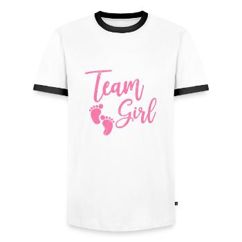 Team Girl Baby Gift - Men's Ringer Shirt - white/black - Front - AI Model Female 172 light (172cm) & AI Model Male 178 dark (178cm)