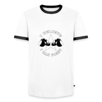 I BELIEVE I CAN FIGHT - Men's Ringer Shirt - white/black - Front - AI Model Female 172 light (172cm) & AI Model Male 178 dark (178cm)