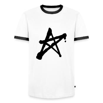 anarchie - T-shirt contrasté Homme - blanc/noir - Devant - AI Model Female 172 light (172cm) & AI Model Male 178 dark (178cm)