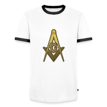 Franc-maçon boussole doré - T-shirt contrasté Homme - blanc/noir - Devant - AI Model Female 172 light (172cm) & AI Model Male 178 dark (178cm)