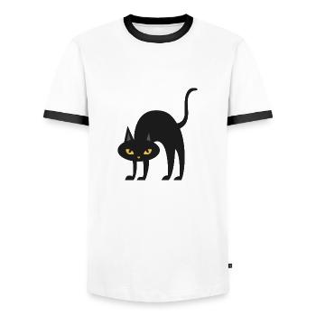 oohh arched back black cat - Men's Ringer Shirt - white/black - Front - AI Model Female 172 light (172cm) & AI Model Male 178 dark (178cm)