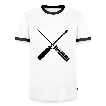2 screwdrivers cross mechanic slot tools - Men's Ringer Shirt - white/black - Front - AI Model Female 172 light (172cm) & AI Model Male 178 dark (178cm)
