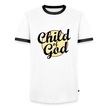 Child of God - Men's Ringer Shirt - white/black - Front - AI Model Female 172 light (172cm) & AI Model Male 178 dark (178cm)