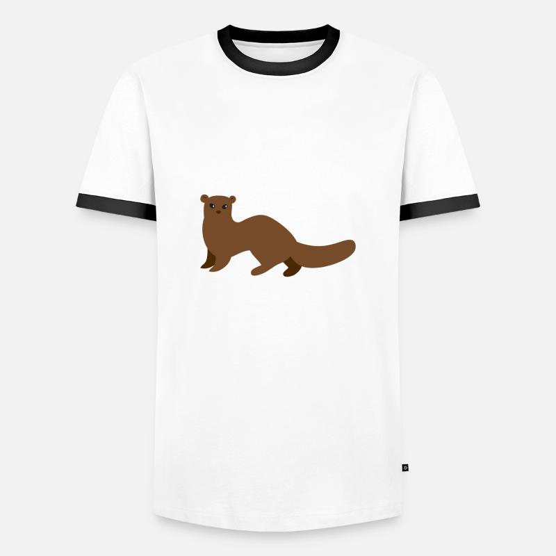 Brauner Mungo Wiesel oder Hermelin - Männer Kontrast-T-Shirt - Weiß/Schwarz