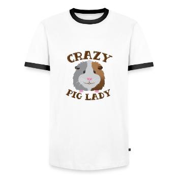 Dame cochon dinde cochon - T-shirt contrasté Homme - blanc/noir - Devant - AI Model Female 172 light (172cm) & AI Model Male 178 dark (178cm)