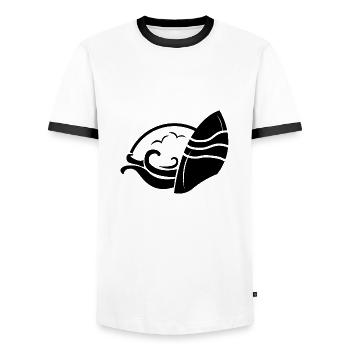 Surfeurs d'été - T-shirt contrasté Homme - blanc/noir - Devant - AI Model Female 172 light (172cm) & AI Model Male 178 dark (178cm)
