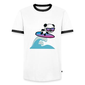 Panda de surf - T-shirt contrasté Homme - blanc/noir - Devant - AI Model Female 172 light (172cm) & AI Model Male 178 dark (178cm)