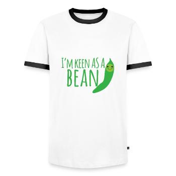 Je suis passionné comme un haricot - T-shirt contrasté Homme - blanc/noir - Devant - AI Model Female 172 light (172cm) & AI Model Male 178 dark (178cm)