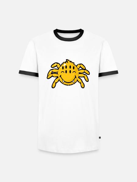 Smiley Spider - Koszulka męska z kontrastowymi wstawkami - biały/czarny