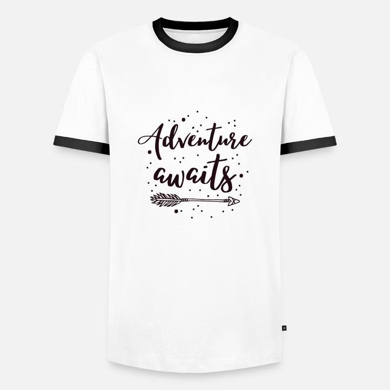 Das Abenteuer wartet - Männer Kontrast-T-Shirt - Weiß/Schwarz
