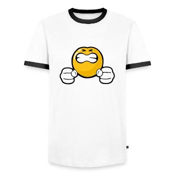 Smiley Anger Incensed - Männer Kontrast-T-Shirt - Weiß/Schwarz - Vorne - AI Model Female 172 light (172cm) & AI Model Male 178 dark (178cm)