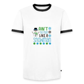 Snowman - Men's Ringer Shirt - white/black - Front - AI Model Female 172 light (172cm) & AI Model Male 178 dark (178cm)