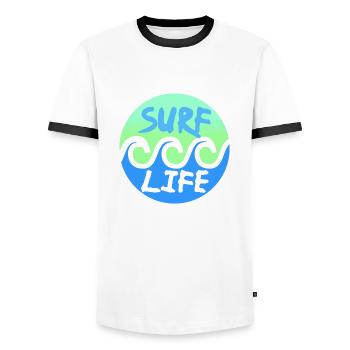 Surfer - T-shirt contrasté Homme - blanc/noir - Devant - AI Model Female 172 light (172cm) & AI Model Male 178 dark (178cm)