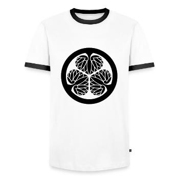 Tokugawa - Männer Kontrast-T-Shirt - Weiß/Schwarz - Vorne - AI Model Female 172 light (172cm) & AI Model Male 178 dark (178cm)