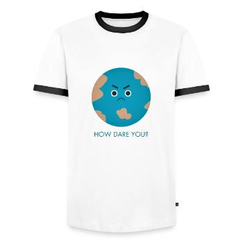 How Dare You | Greta - Männer Kontrast-T-Shirt - Weiß/Schwarz - Vorne - AI Model Female 172 light (172cm) & AI Model Male 178 dark (178cm)