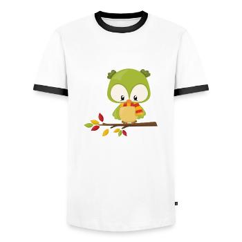 Eule - Männer Kontrast-T-Shirt - Weiß/Schwarz - Vorne - AI Model Female 172 light (172cm) & AI Model Male 178 dark (178cm)