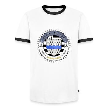 Logo Breizh ma bro blason Loire-Atlantique - T-shirt contrasté Homme - blanc/noir - Devant - AI Model Female 172 light (172cm) & AI Model Male 178 dark (178cm)