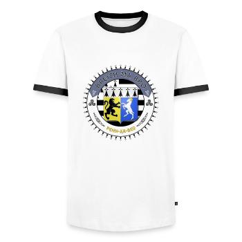 Logo Breizh ma bro blason Finistère - T-shirt contrasté Homme - blanc/noir - Devant - AI Model Female 172 light (172cm) & AI Model Male 178 dark (178cm)