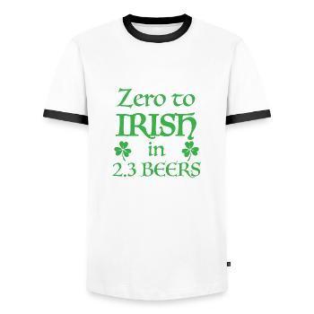 Null bis irisch in 2,3 Bieren - Männer Kontrast-T-Shirt - Weiß/Schwarz - Vorne - AI Model Female 172 light (172cm) & AI Model Male 178 dark (178cm)