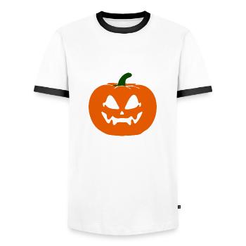 halloween pumpkin - Men's Ringer Shirt - white/black - Front - AI Model Female 172 light (172cm) & AI Model Male 178 dark (178cm)