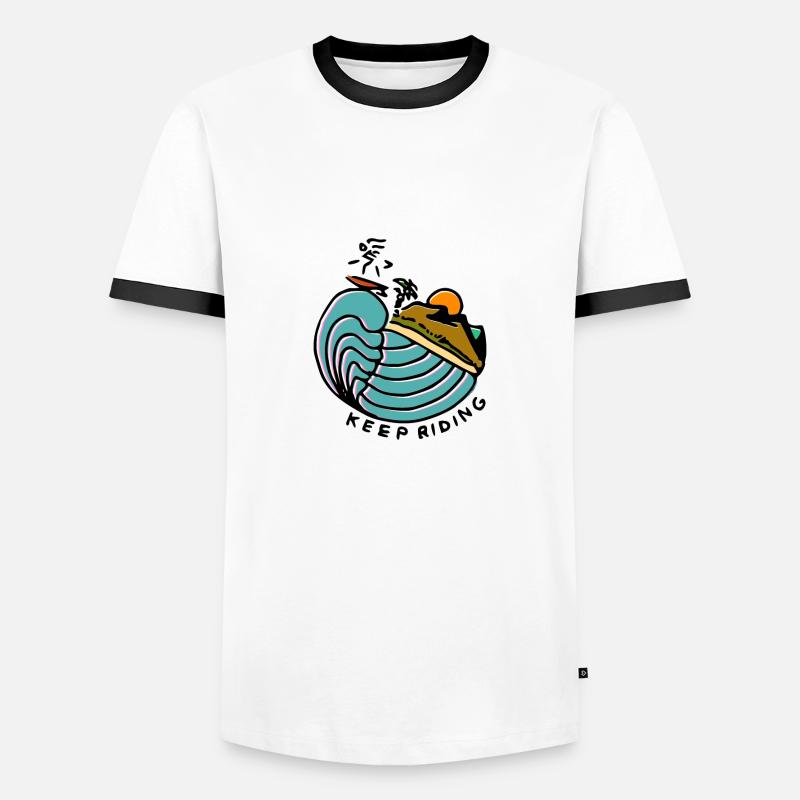 Surf Wave Sunset - Men's Ringer Shirt - white/black