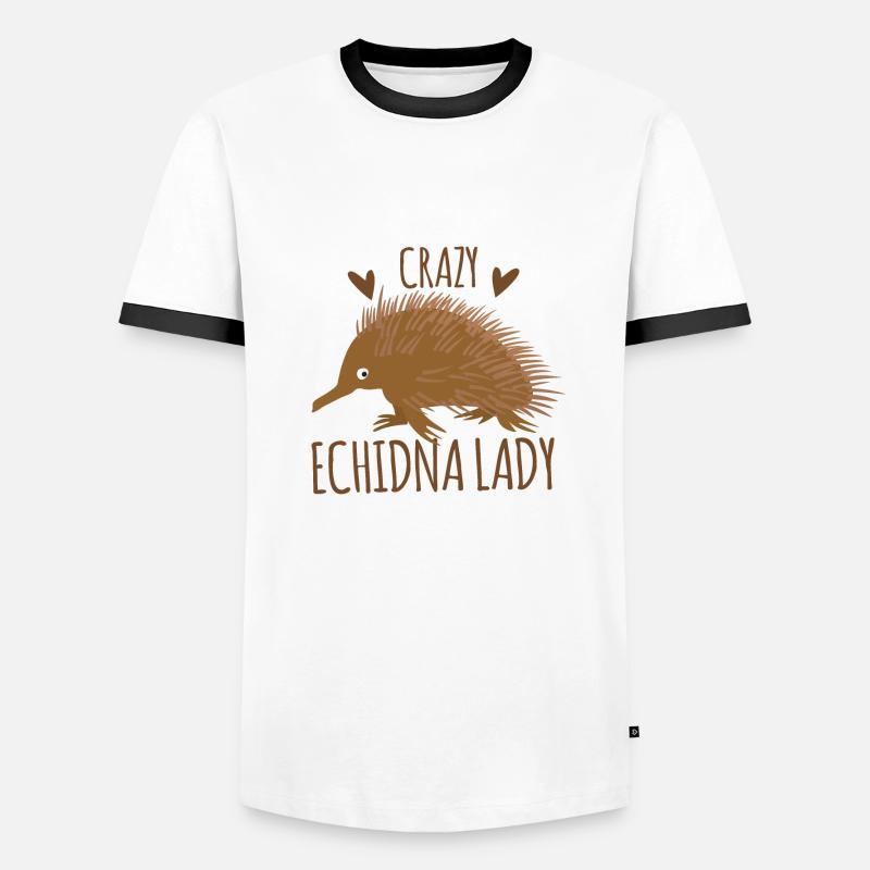 Crazy echidna lady - Men's Ringer Shirt - white/black
