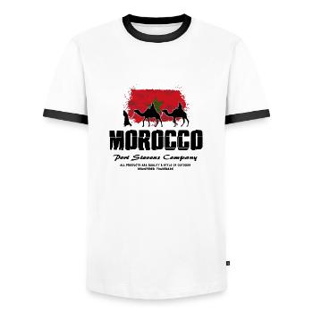 Morocco - Camel & Flag - Männer Kontrast-T-Shirt - Weiß/Schwarz - Vorne - AI Model Female 172 light (172cm) & AI Model Male 178 dark (178cm)