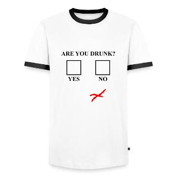 Tu es un vrai drunk ? - T-shirt contrasté Homme - blanc/noir - Devant - AI Model Female 172 light (172cm) & AI Model Male 178 dark (178cm)