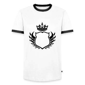 wappen - Männer Kontrast-T-Shirt - Weiß/Schwarz - Vorne - AI Model Female 172 light (172cm) & AI Model Male 178 dark (178cm)