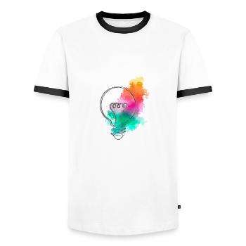 Die Glühbirne mit den Farbflecken - Männer Kontrast-T-Shirt - Weiß/Schwarz - Vorne - AI Model Female 172 light (172cm) & AI Model Male 178 dark (178cm)