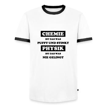 Chemie und Physik - Männer Kontrast-T-Shirt - Weiß/Schwarz - Vorne - AI Model Female 172 light (172cm) & AI Model Male 178 dark (178cm)