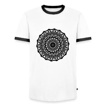 Mandala - Männer Kontrast-T-Shirt - Weiß/Schwarz - Vorne - AI Model Female 172 light (172cm) & AI Model Male 178 dark (178cm)