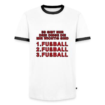 Fußball Sprüche - Männer Kontrast-T-Shirt - Weiß/Schwarz - Vorne - AI Model Female 172 light (172cm) & AI Model Male 178 dark (178cm)
