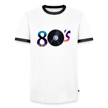 80s vinyl record vinyl music retro - Men's Ringer Shirt - white/black - Front - AI Model Female 172 light (172cm) & AI Model Male 178 dark (178cm)