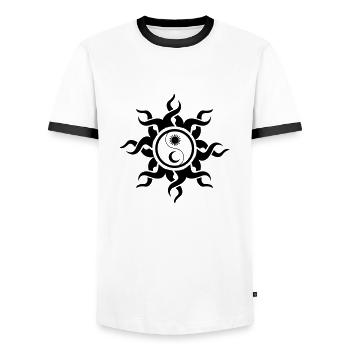 sonne_mond - T-shirt contrasté Homme - blanc/noir - Devant - AI Model Female 172 light (172cm) & AI Model Male 178 dark (178cm)