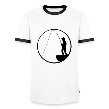 hobby fischer klippe meer hang rund mond nacht ang - Männer Kontrast-T-Shirt - Weiß/Schwarz - Vorne - AI Model Female 172 light (172cm) & AI Model Male 178 dark (178cm)