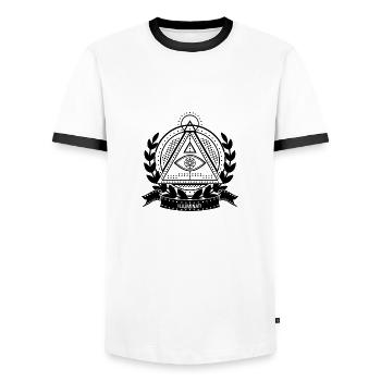 Illuminati - T-shirt contrasté Homme - blanc/noir - Devant - AI Model Female 172 light (172cm) & AI Model Male 178 dark (178cm)